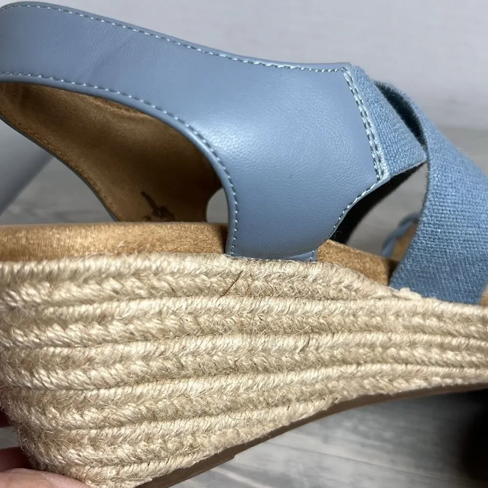 Sonoma Ortholite platform  wedge Espadrille sandals blue EUC size 8.5